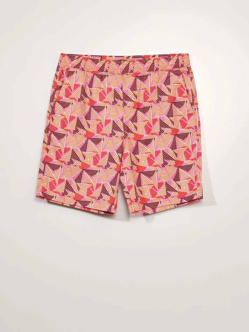 Bermuda stretch avec lin Multicolore