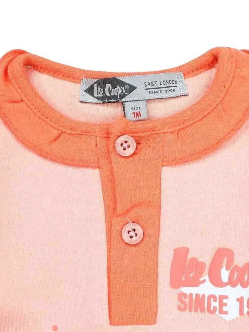 Lee Cooper   Ensemble ​​Body pantalon bonnet bébé fille Imprimé Logo   Orange
