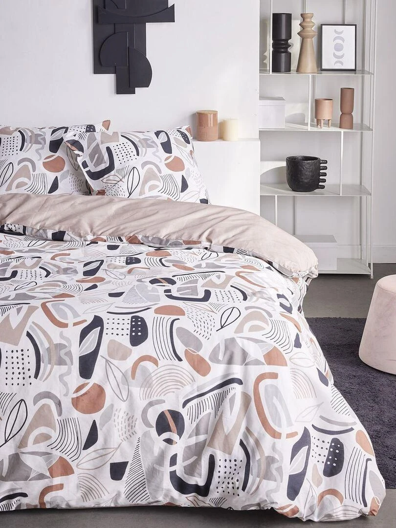 Parure de lit imprimé Floral Coton SUNSHINE TAYLOR Blanc