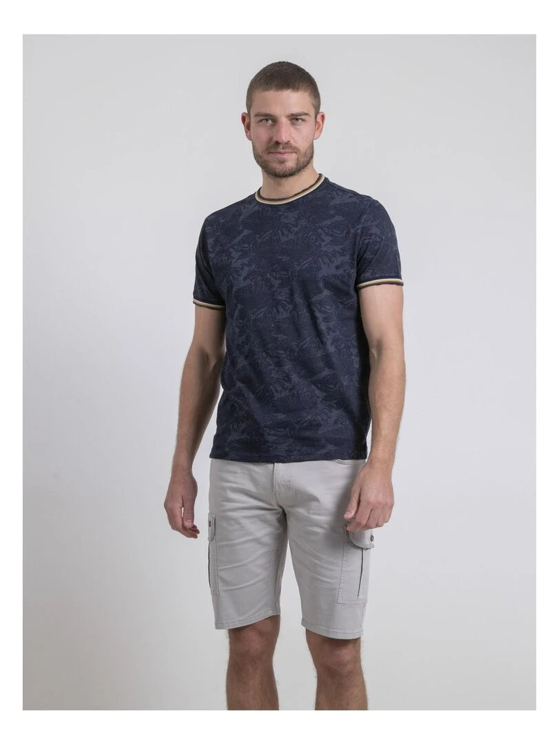 T shirt col rond pur coton NADOMAX Bleu marine