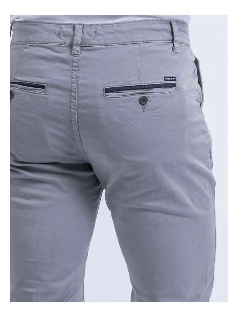Pantalon chino coupe ajustée CARLTARO   Gris