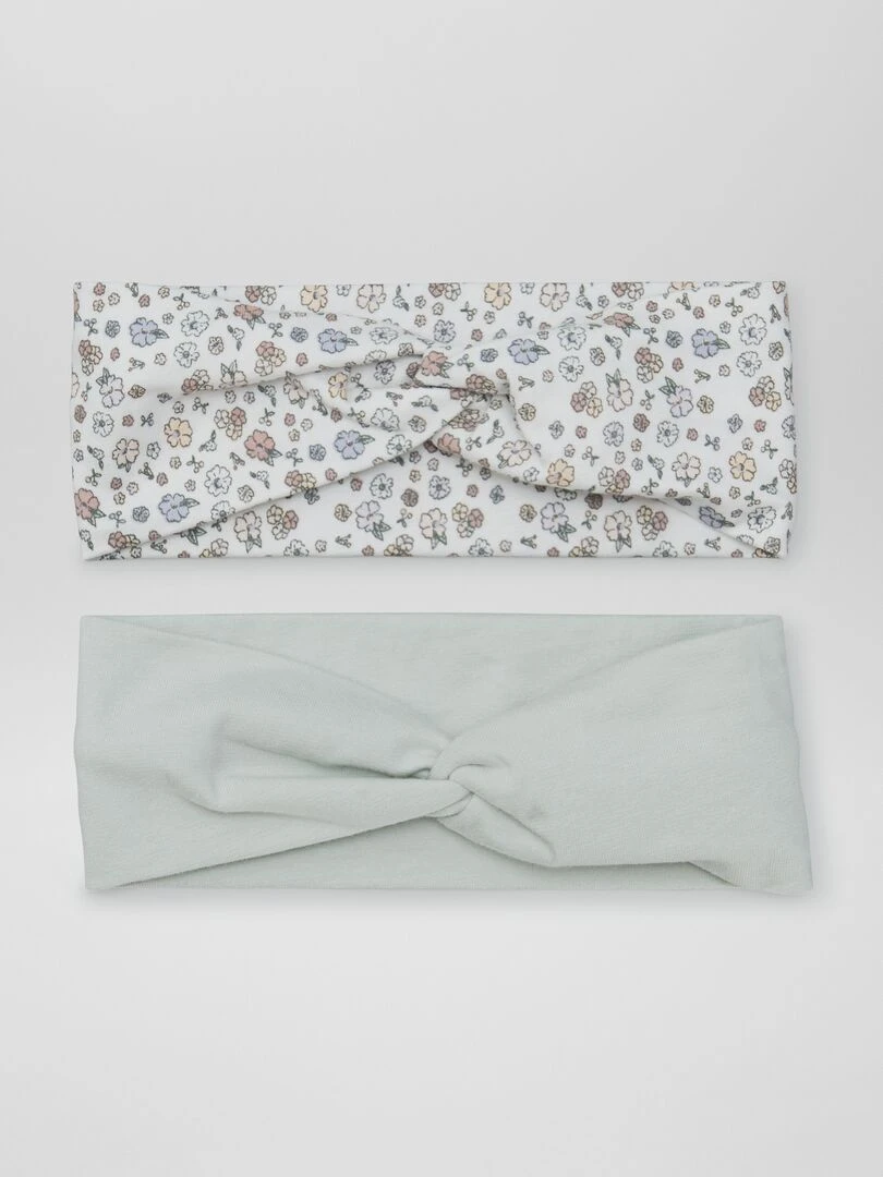 Lot de 2 bandeaux croisés en maille   BLANC