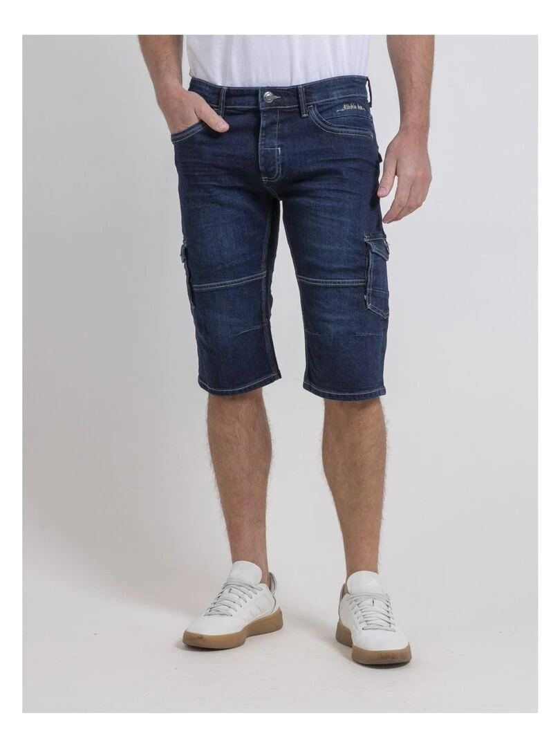 Pantacourt battle en jean BONACRI DK BLUE Bleu marine