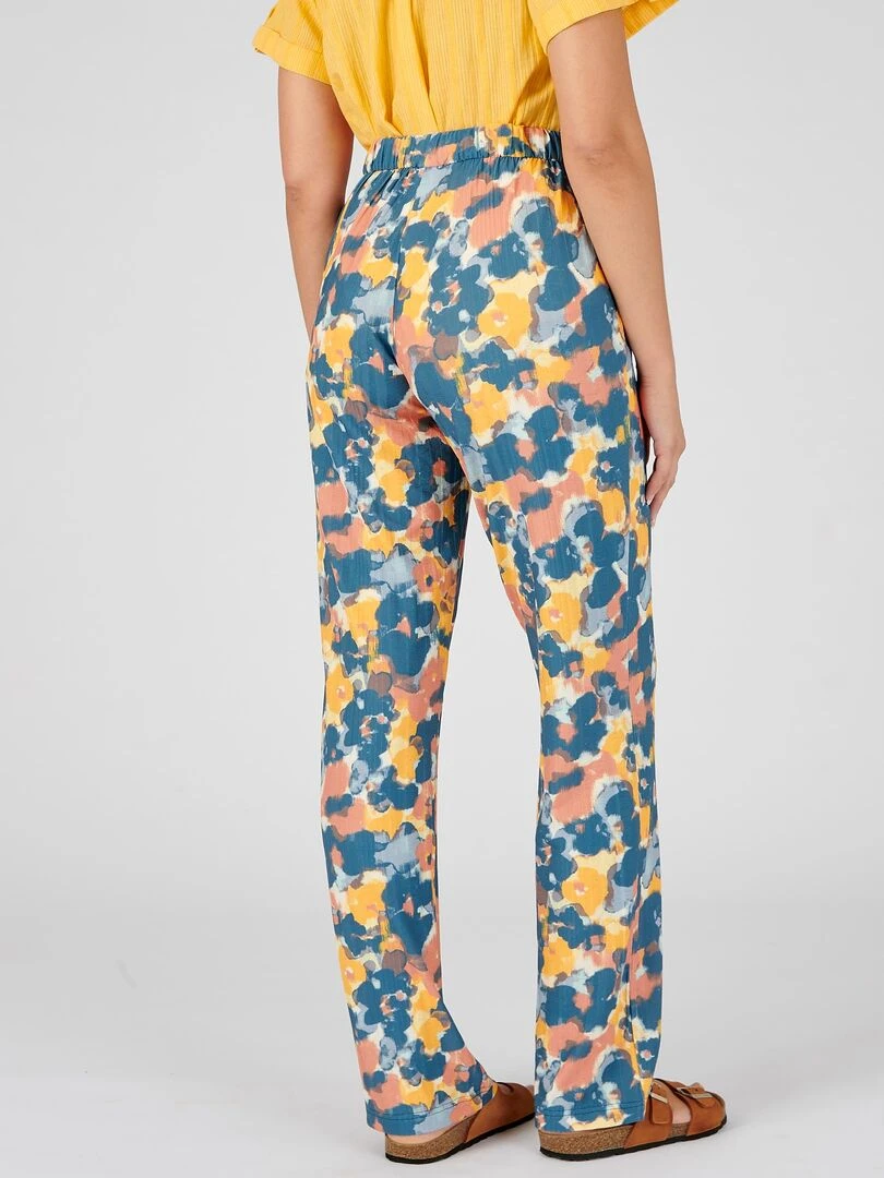 Pantalon imprimé maille côtelée   Damart   Bleu
