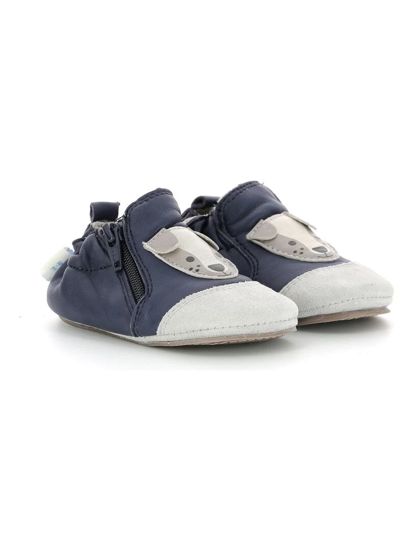 Chaussons Cuir Chou Dog   Bleu marine