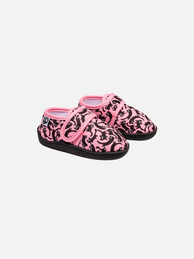 Pantoufles Dedoles Enfants à Velcro Chats Roses Rose
