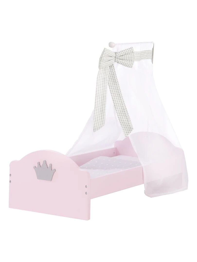 ROBA Lit de Poupée en Bois "Princess Sophie" Inclus Textile Rose/Gris N/A