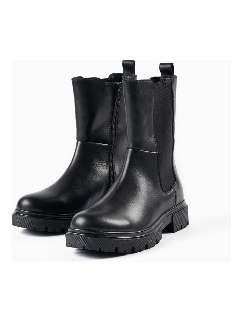 Bottes de Motard en Cuir pour Fille GREAT GOALS GREAT WORLD Noir