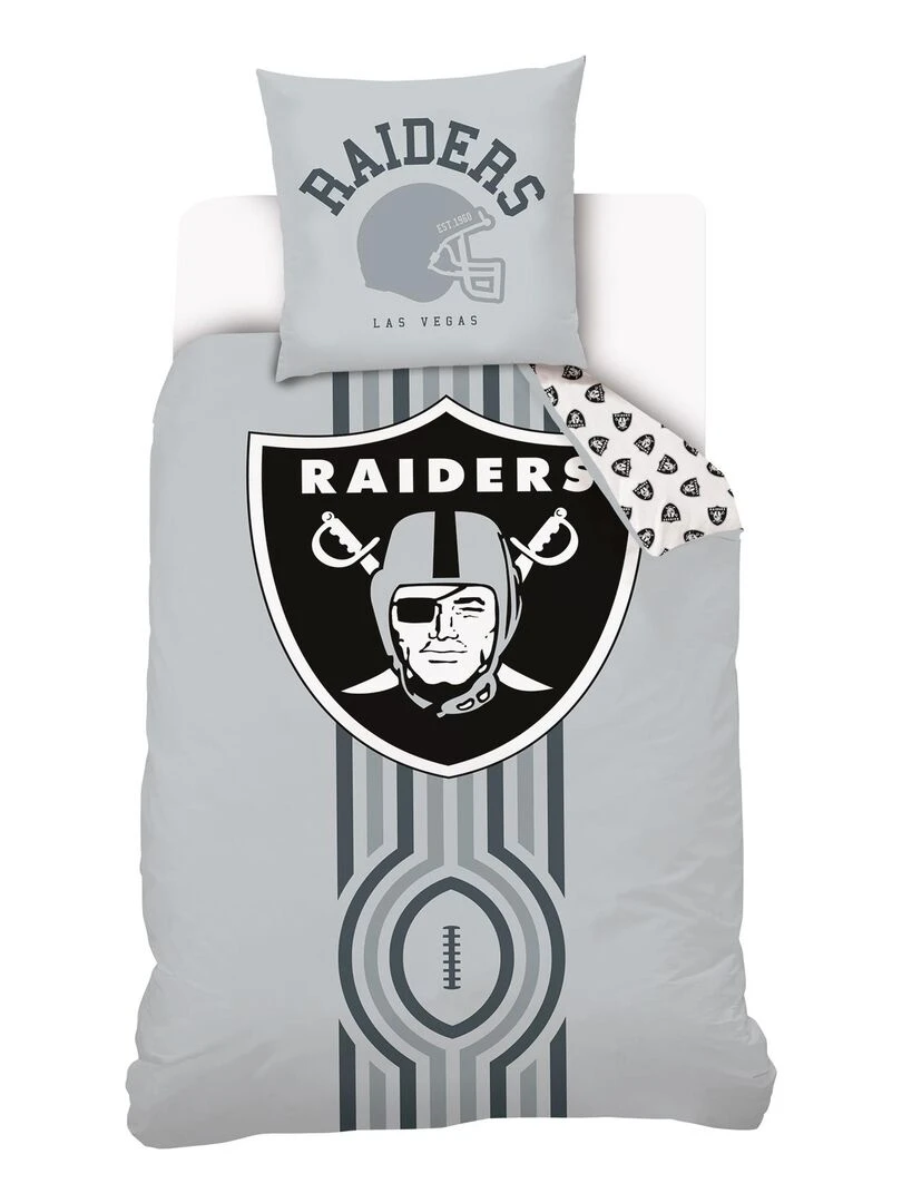 Housse de couette NFL Los Angeles Raiders 140x200 cm 100% Coton Gris