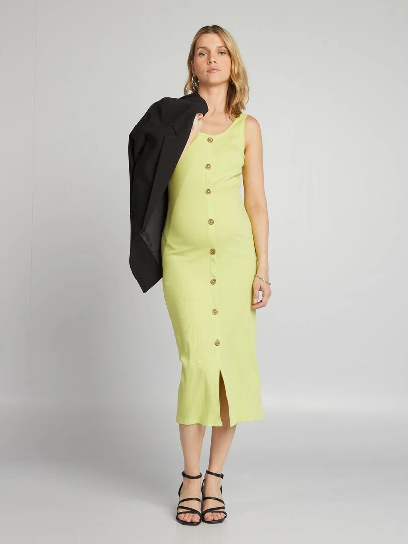 Robe longue côtelée grossesse Vert