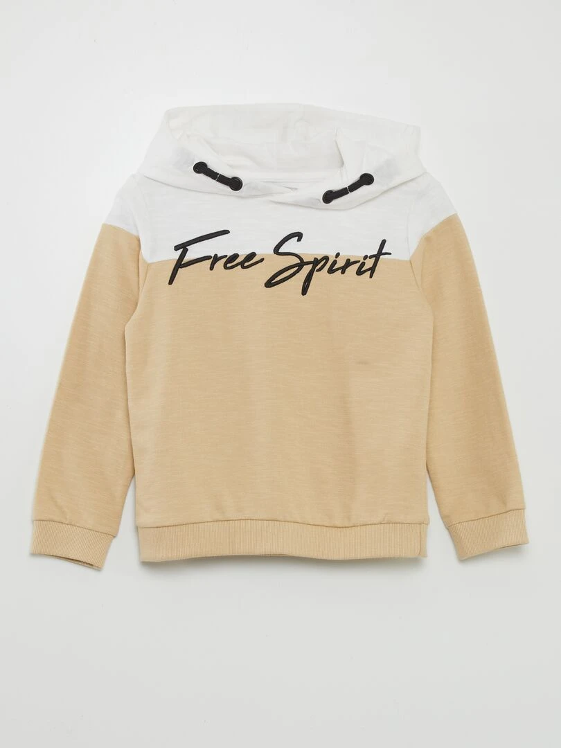 Sweat bicolor à inscription Beige
