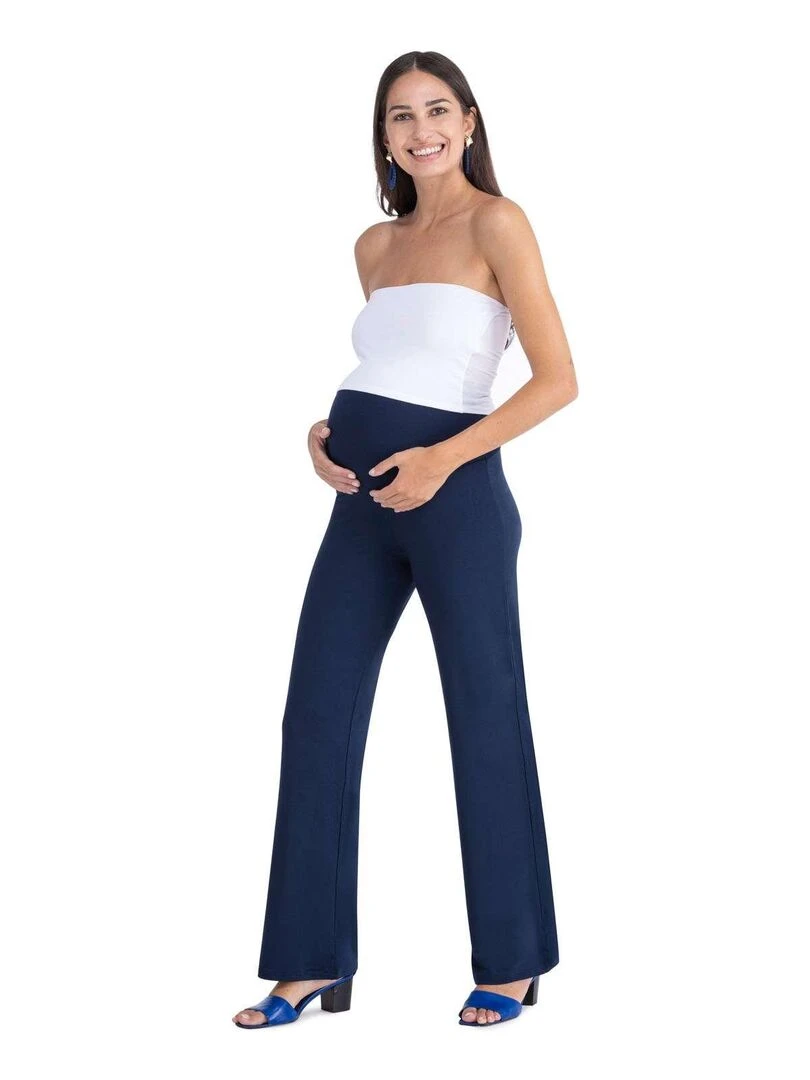 Pantalon de grossesse habillé à jambes larges Blue Bleu