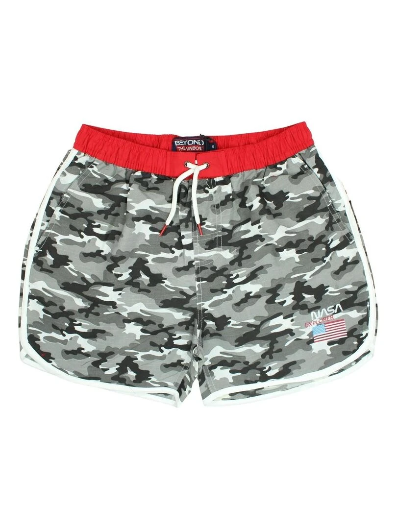Nasa Short De Bain homme imprimé logo Gris