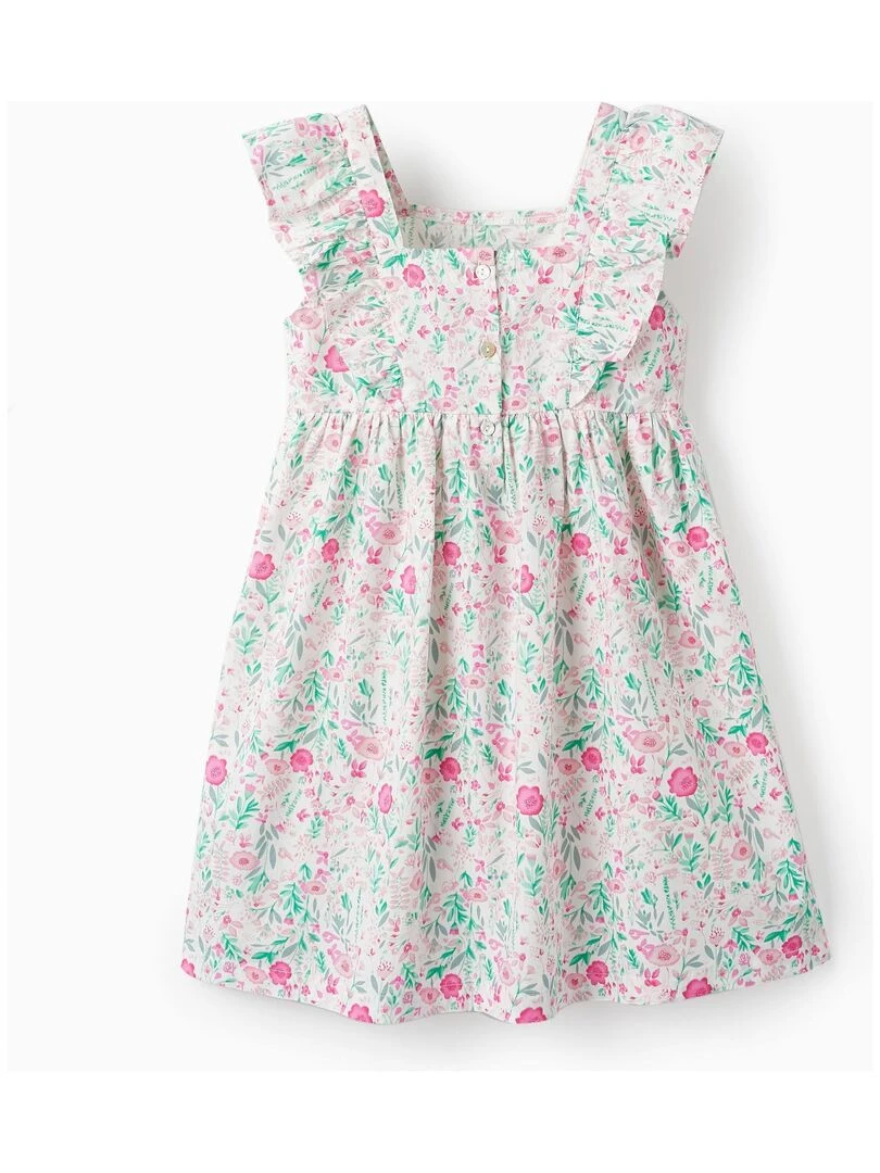 Robe Florale en Coton pour Fille manches courtes LETS PARTY Rose