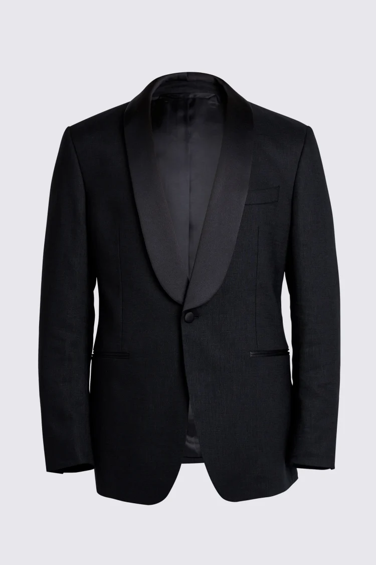 Tailored Fit Black Linen Shawl Tuxedo Jacket   Buy Online at Moss