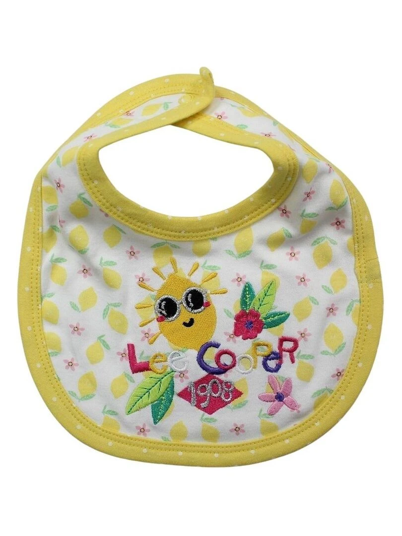 Lee Cooper   Ensemble ​​Body grenouillère bavoir bébé fille Imprimé Logo   Jaune