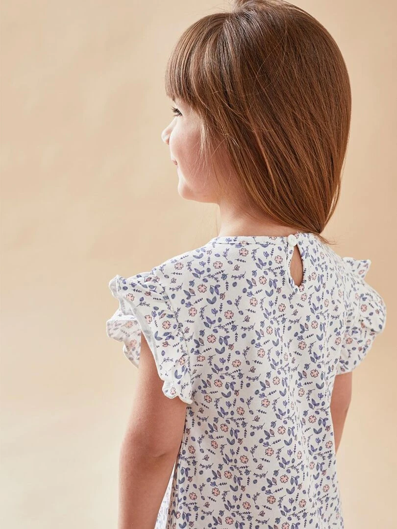Robe de nuit fleurie en jersey  écru/bleu   Noukie's   Bleu