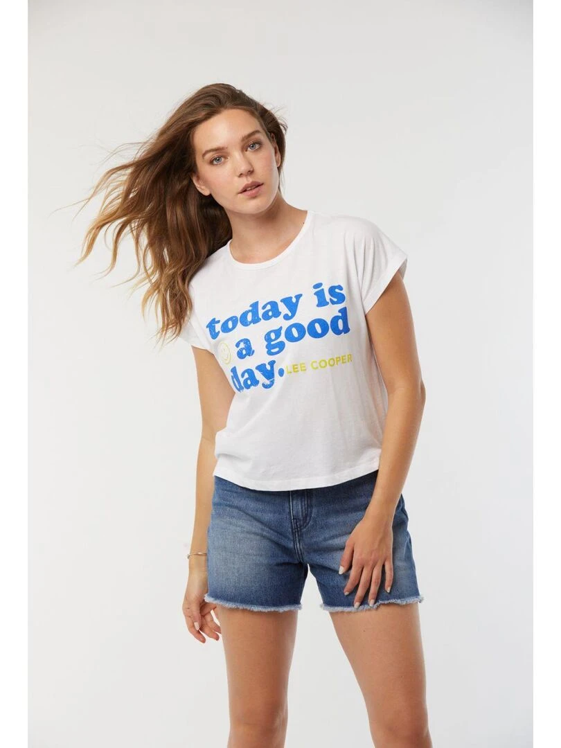 Lee Cooper T shirt manches courtes coton loose ABANIA Blanc
