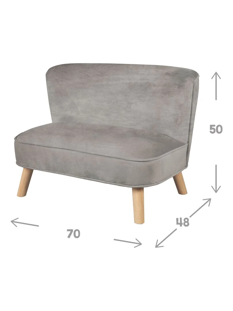ROBA Canapé Enfant en Velours "Lil Sofa" Scandinave   2 Places   Feuteuil Rétro Confortable   Gris   Gris