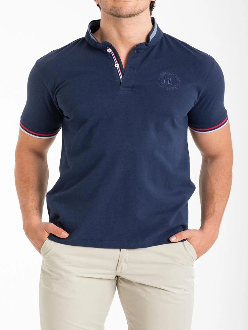 Polo col tunisien coton piqué GERONI 'Rica Lewis' Bleu