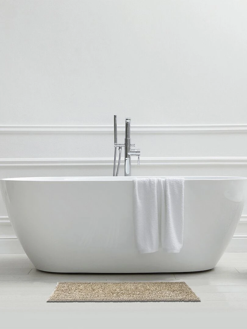 Guy Levasseur Tapis de bain en polyester uni ivoire argenté Beige
