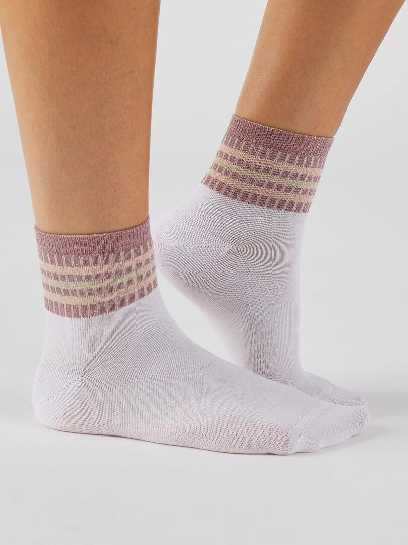 Lot de 2 paires de chaussettes rayées Climatyl Damart Blanc
