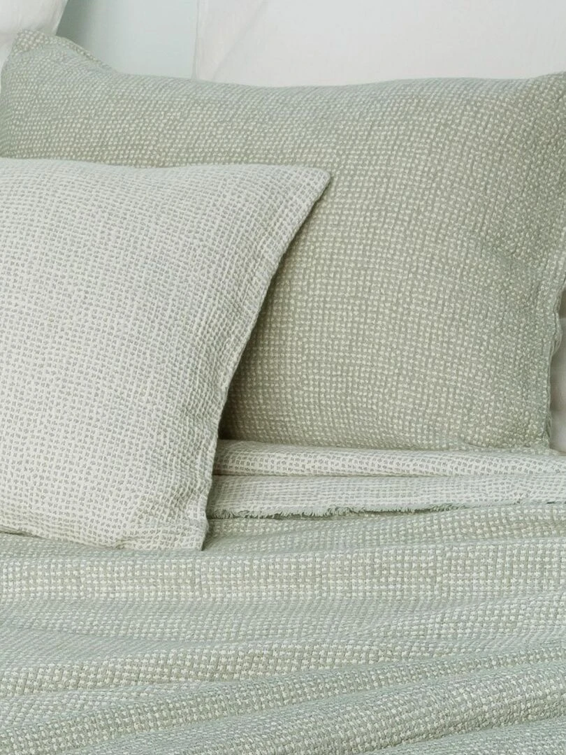 Coussin en tissu jacquard et motif pointillé Taupe