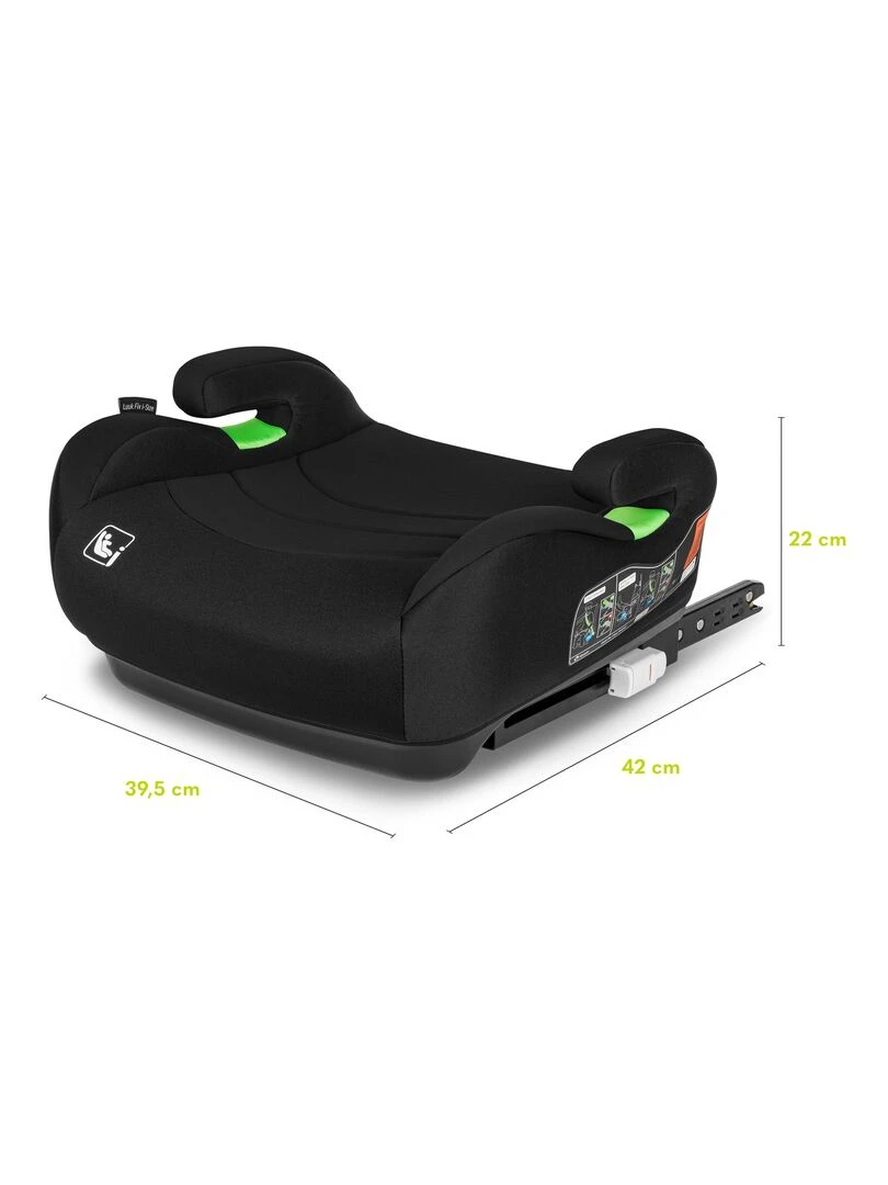 Réhausseur bas LIONELO Luuk Fix i Size   Groupe 2/3   ISOFIX   Noir   Noir