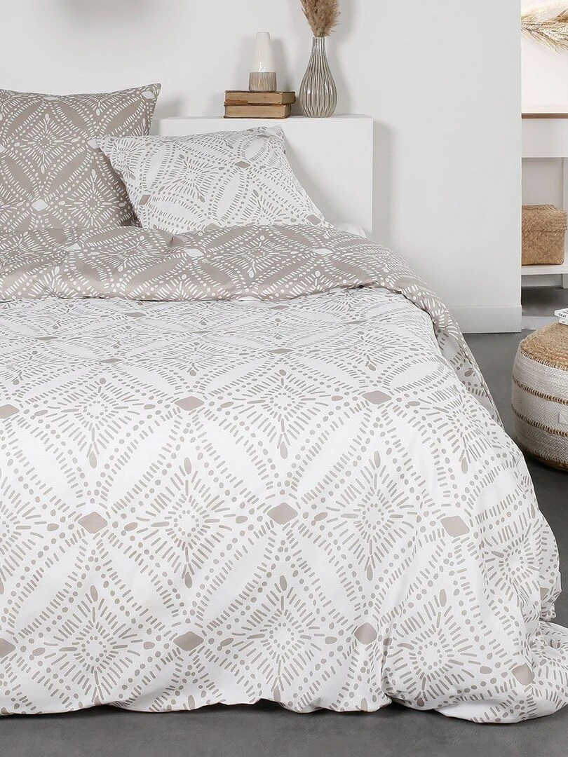 Housse de couette 260x240 Leadville + 2 taies 100% coton flanelle Blanc