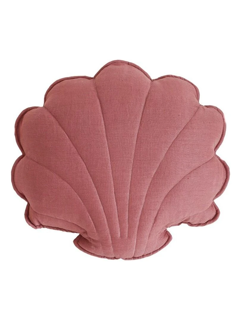 Coussin coquillage lin & coton Marsala Rose foncé