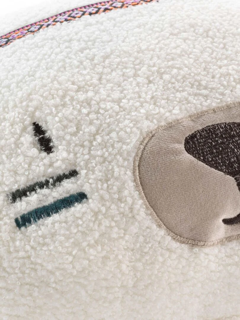 Coussin peluche fantaisie 30 x 30 cm Petit ourson polaire   Blanc