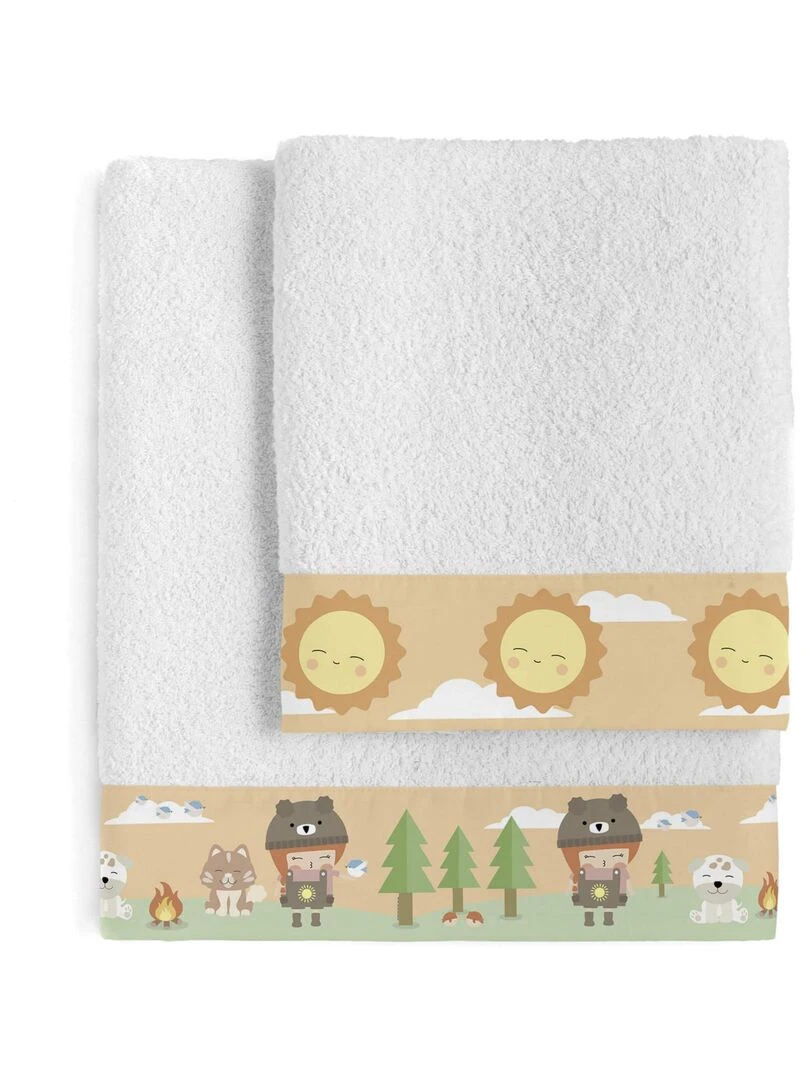 Lot de serviettes Camping "Happyfriday" Blanc