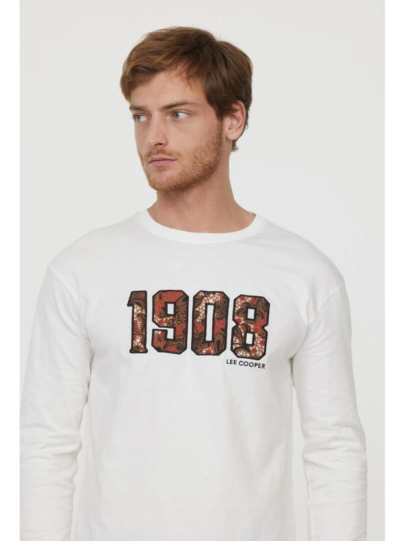 Lee Cooper   T Shirt manches longues coton regular ACACH   Beige