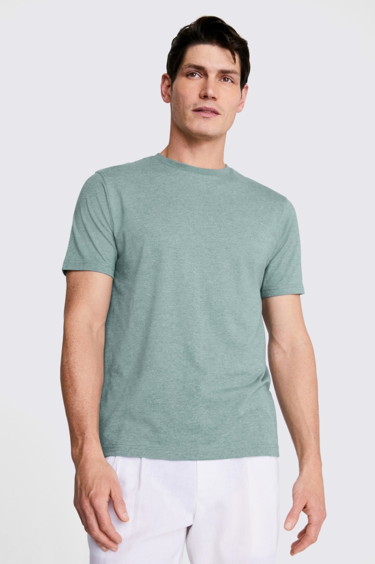 Sage Melange Crew-Neck T-Shirt Buy Online at Moss