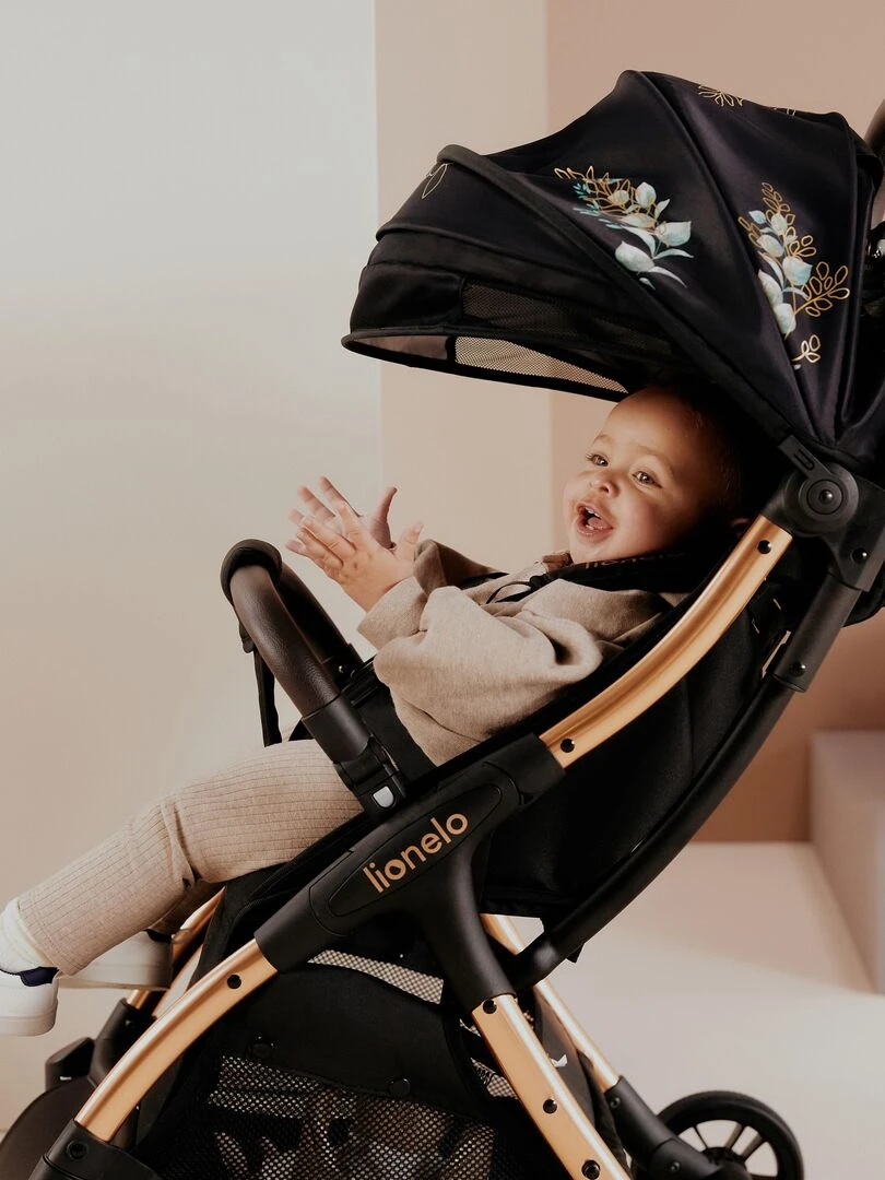 LIONELO Julie One Poussette canne Jusqu'à 22 Kg Légère&pliable Accessoires Golden Moments Noir Bleu