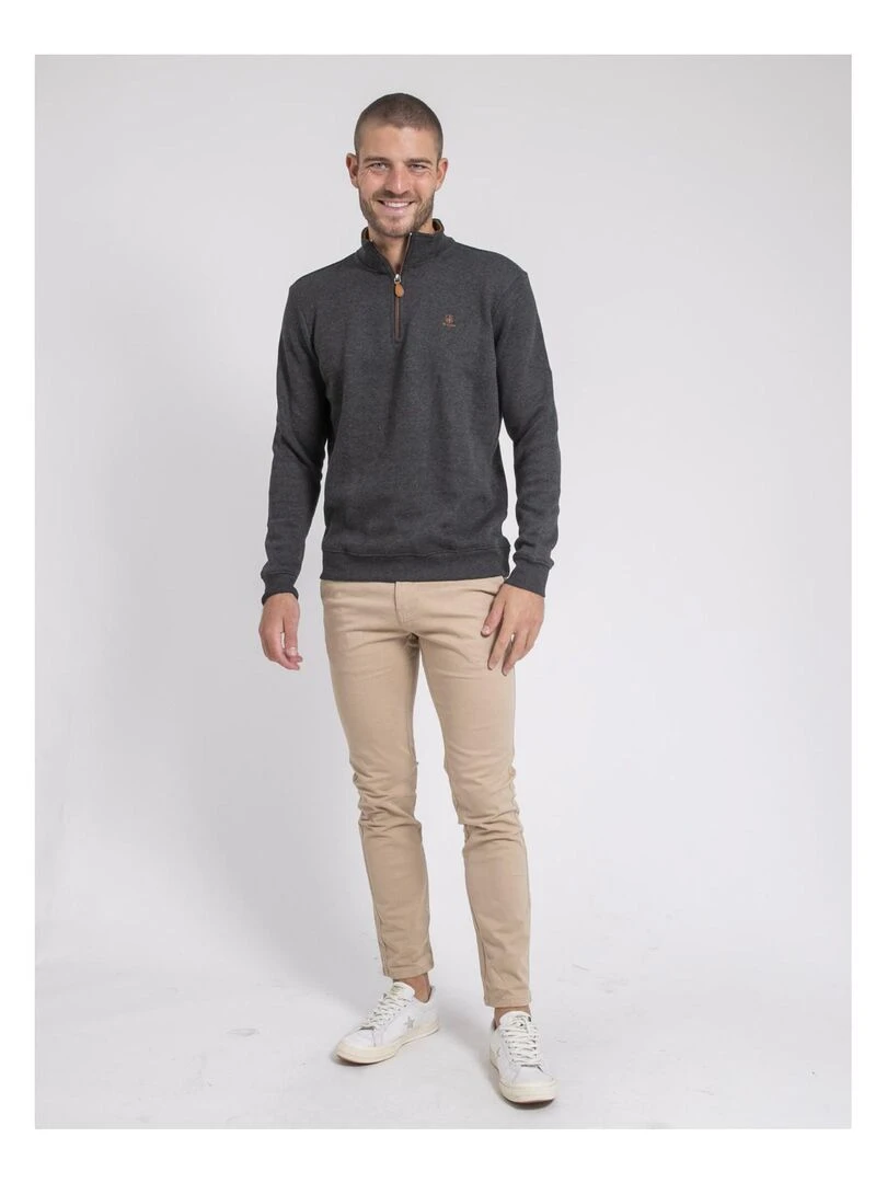 Sweat col montant zippé WOMPOU   Noir