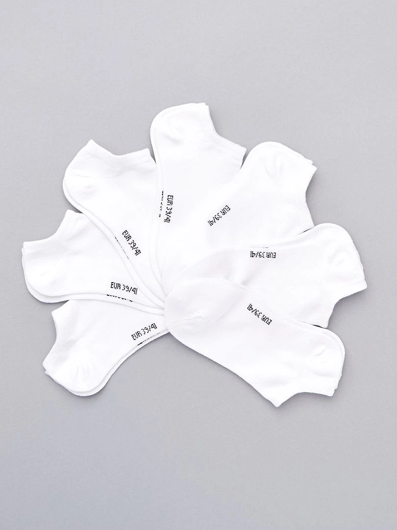 Lot de 7 paires de chaussettes invisibles blanc
