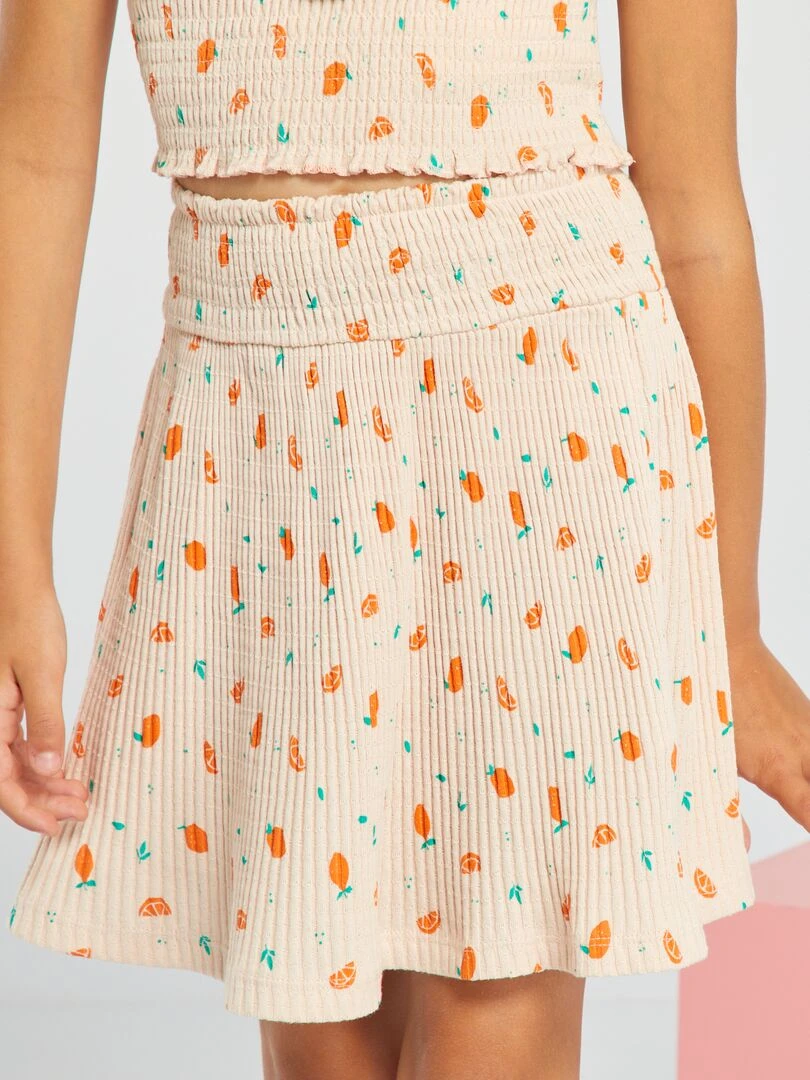 Jupe imprimée en maille pointelle   Beige