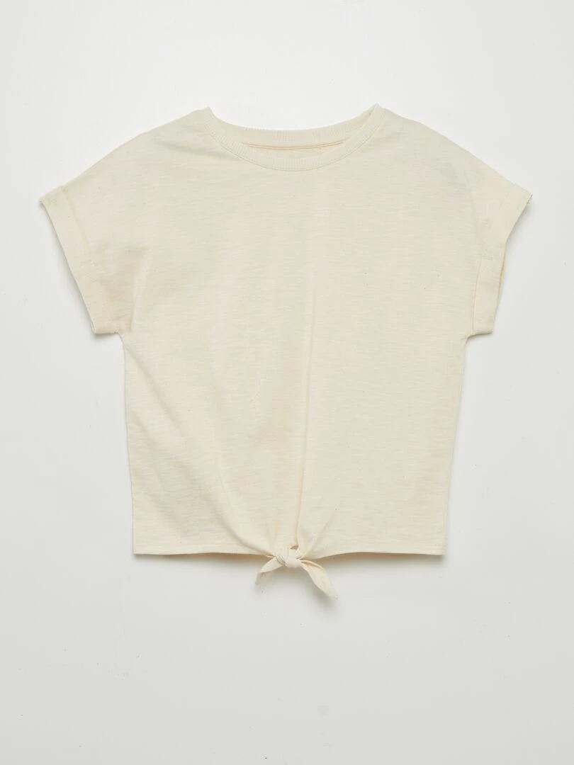 T shirt avec nœud à la base Beige