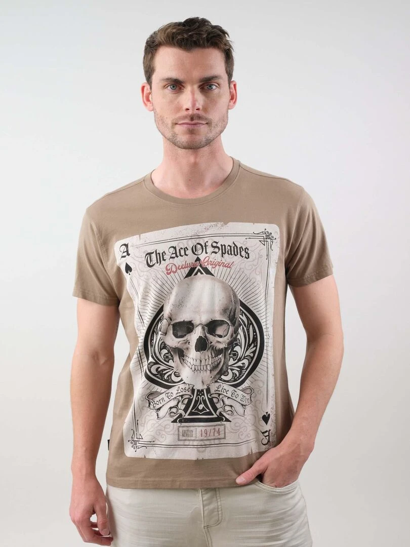 T shirt en coton pour homme 'Deeluxe' Gris taupe