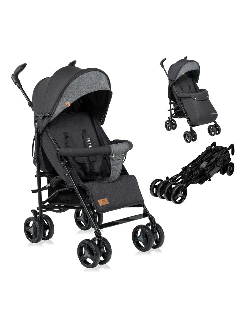 LIONELO Irma Poussette bébé canne compacte De 6 à 36 mois Accessoires inclus Gris foncé Gris foncé