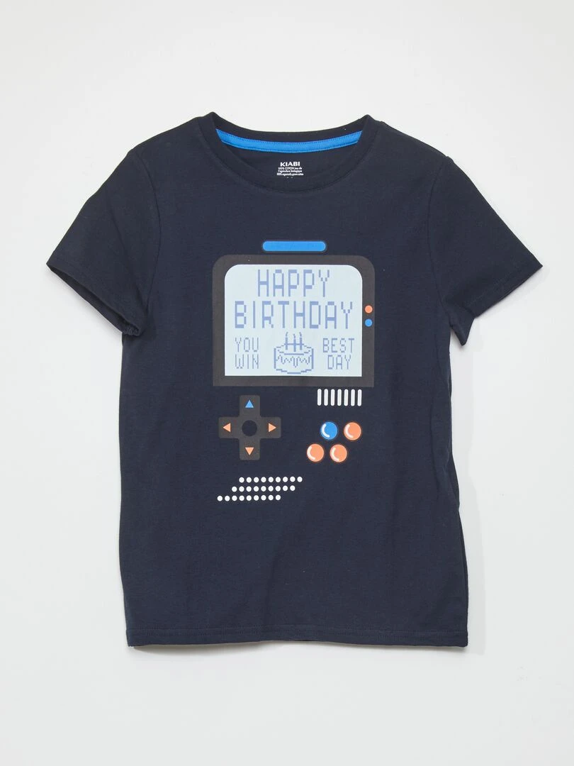 T shirt manches courtes 'anniversaire' Bleu