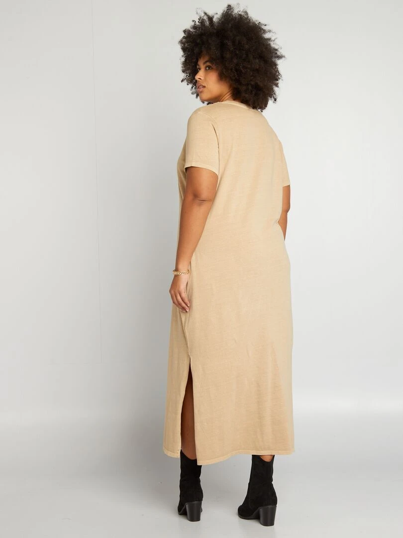 Robe t shirt effet délavé   Beige