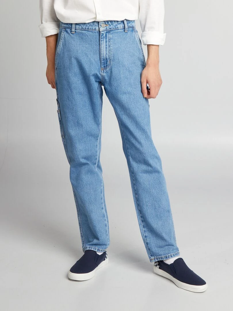 Pantalon denim droit Bleu