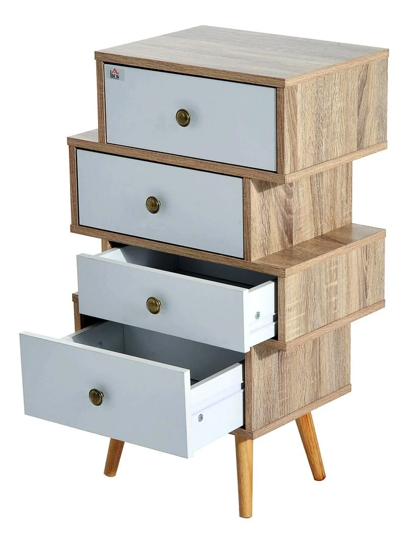 Chiffonnier style scandinave 4 tiroirs   Blanc