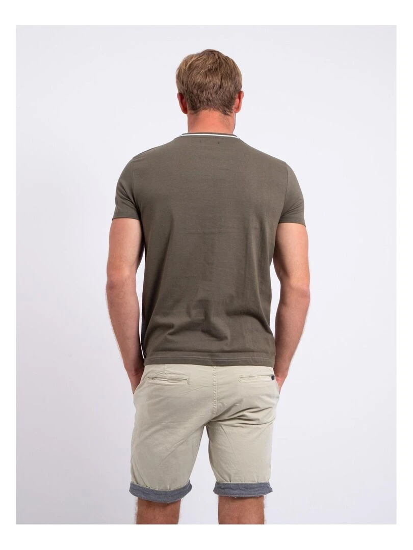 T shirt col rond pur coton NABELO Kaki