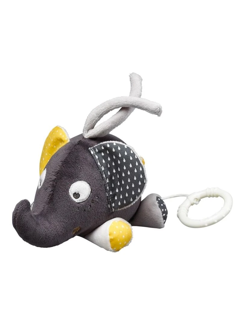 Peluche Mini Musical Eléphant en velours gris SAUTHON Gris
