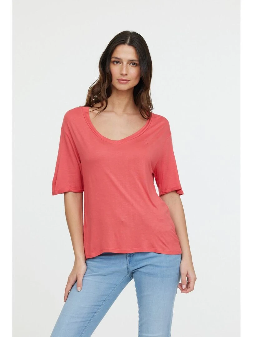 Lee Cooper T Shirt manches courtes viscose regular ADOUNA M Rouge