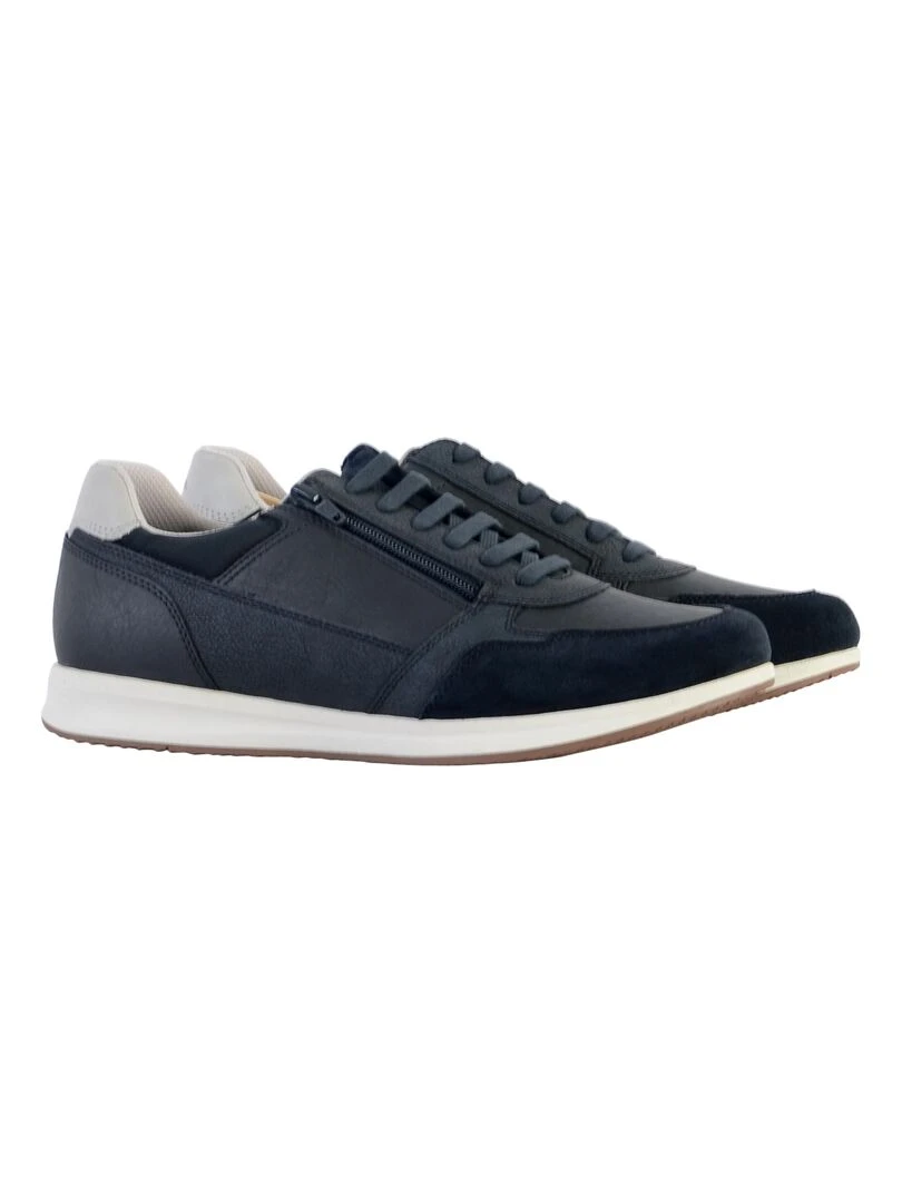 Basket Cuir Geox U Avery A Wrinkl   Bleu
