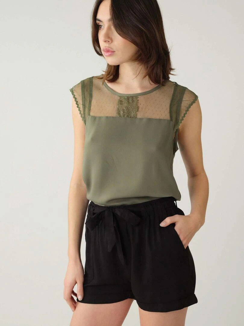 Blouse satinée pour femme 'Deeluxe'   Kaki